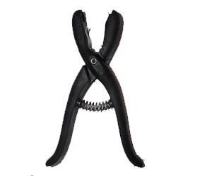 Plastic ear tag applicator for two piece ear tag